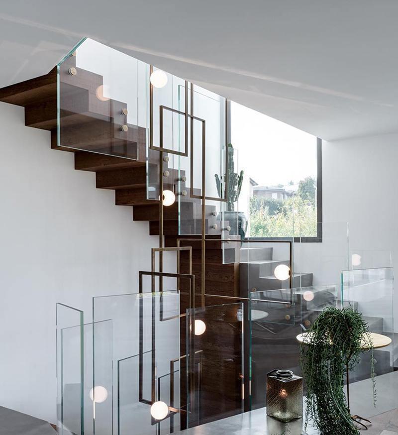 Lustra Chandelier Mondrian Glass Brass Geometric Modern-Neutral Decor