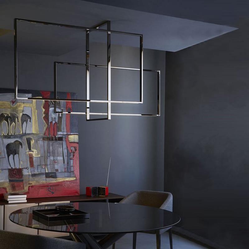 Lustra Chandelier Mondrian Glass Brass Geometric Modern-Neutral Decor