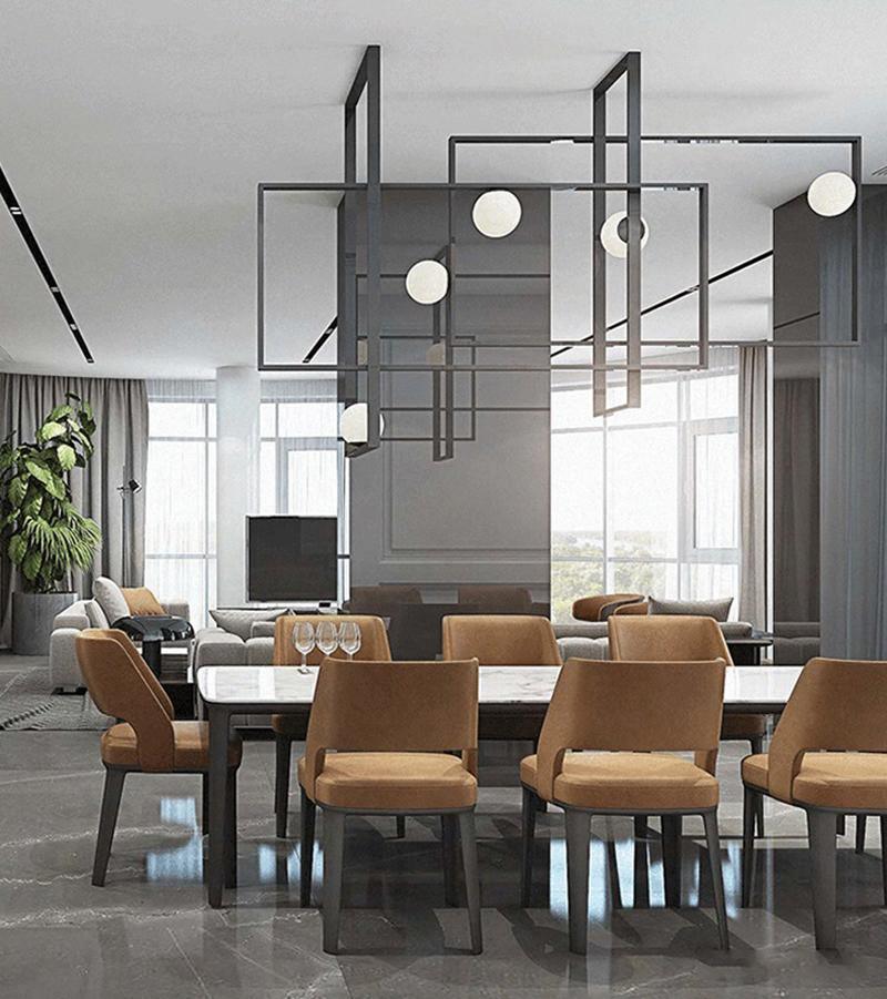 Lustra Chandelier Mondrian Glass Brass Geometric Modern-Neutral Decor