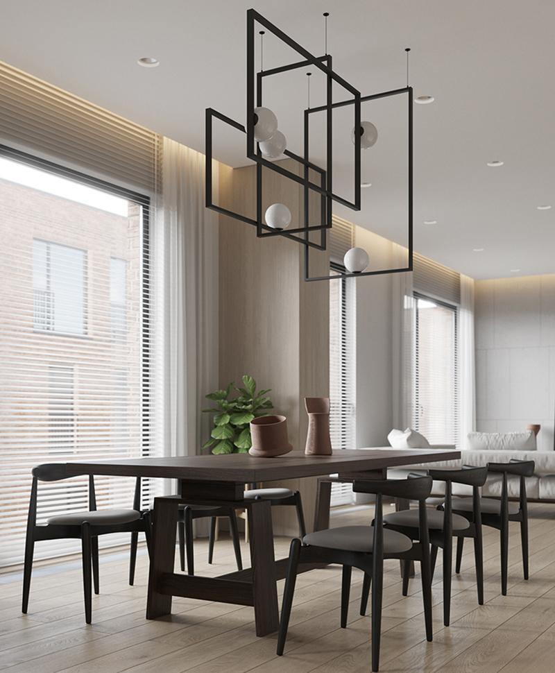 Lustra Chandelier Mondrian Glass Brass Geometric Modern-Neutral Decor