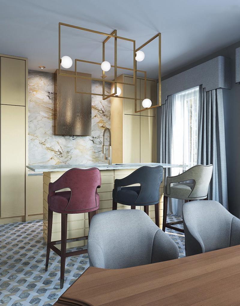 Lustra Chandelier Mondrian Glass Brass Geometric Modern-Neutral Decor