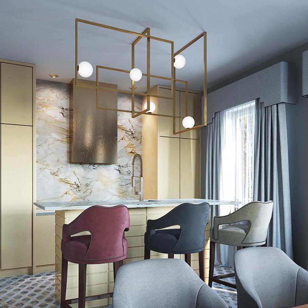 Lustra Chandelier Mondrian Glass Brass Geometric Modern-Neutral Decor