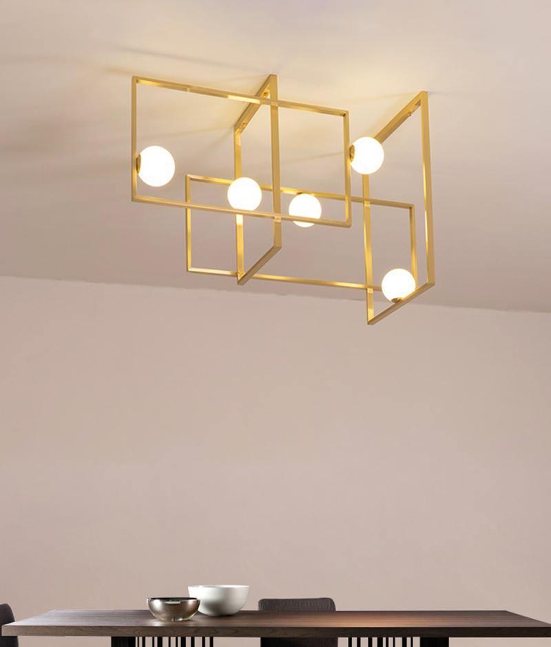 Lustra Chandelier Mondrian Glass Brass Geometric Modern-Neutral Decor