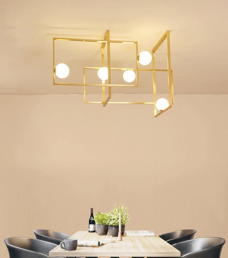 Lustra Chandelier Mondrian Glass Brass Geometric Modern-Neutral Decor