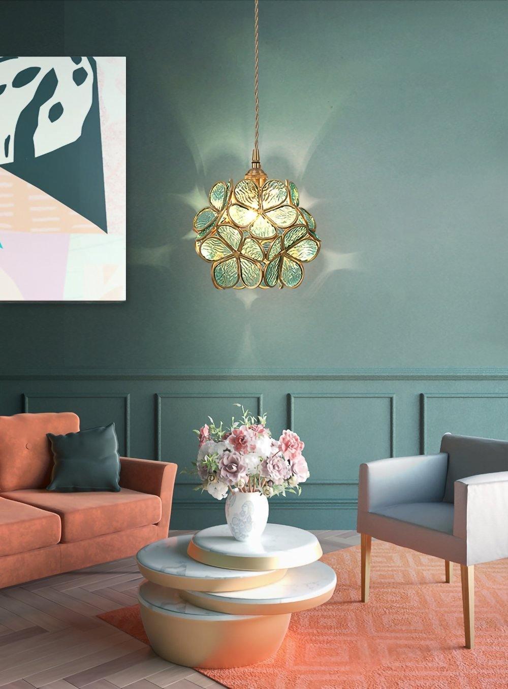 Lustra Pendant Lamp Glass Petal Shaped Kitchen-Neutral Decor