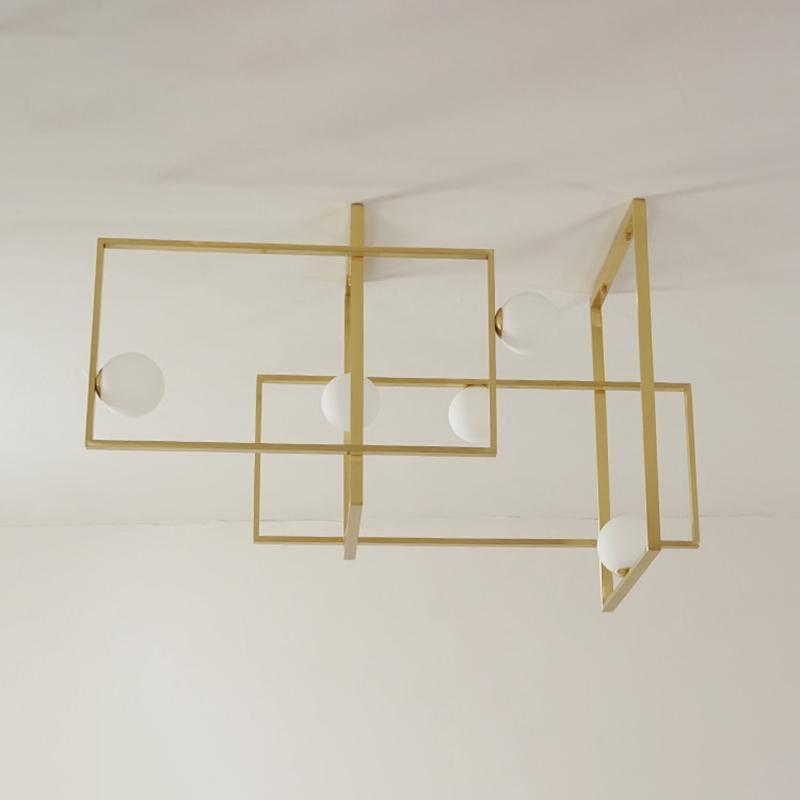 Lustra Chandelier Mondrian Glass Brass Geometric Modern-Neutral Decor