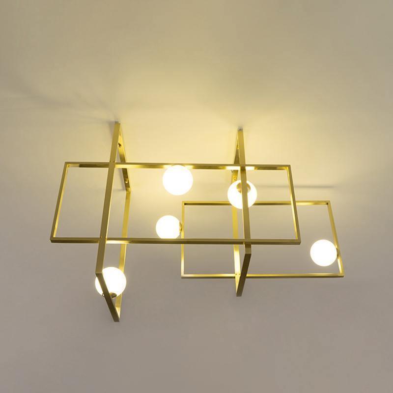 Lustra Chandelier Mondrian Glass Brass Geometric Modern-Neutral Decor