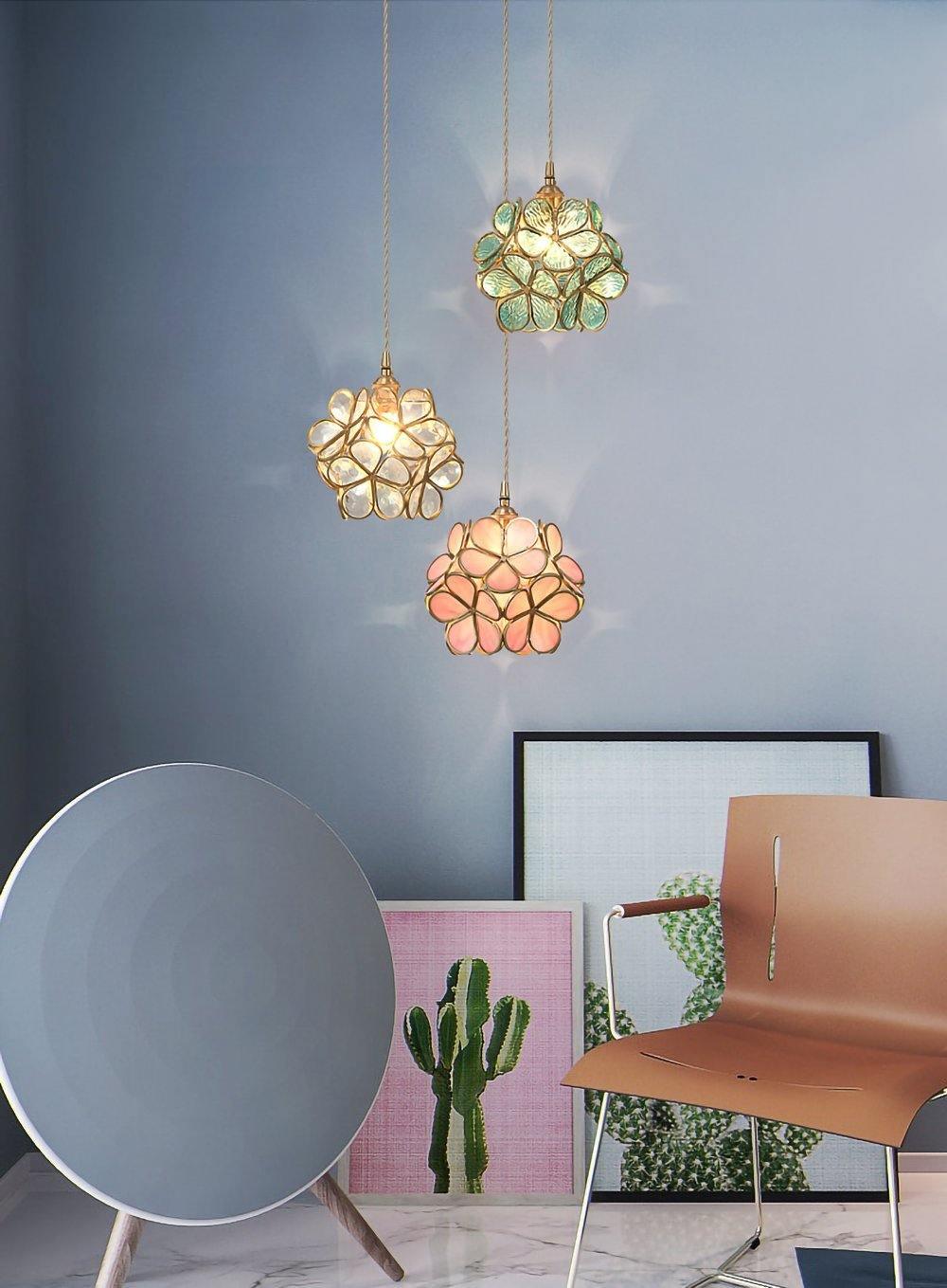Lustra Pendant Lamp Glass Petal Shaped Kitchen-Neutral Decor