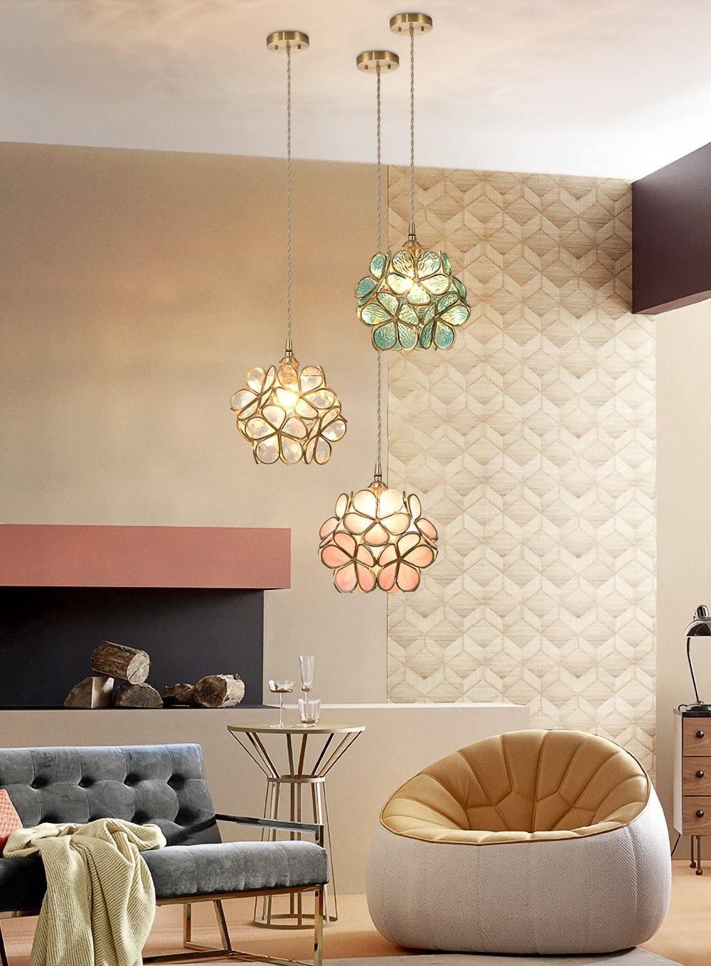 Lustra Pendant Lamp Glass Petal Shaped Kitchen-Neutral Decor