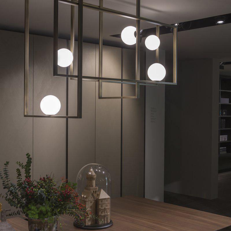Lustra Chandelier Mondrian Glass Brass Geometric Modern-Neutral Decor