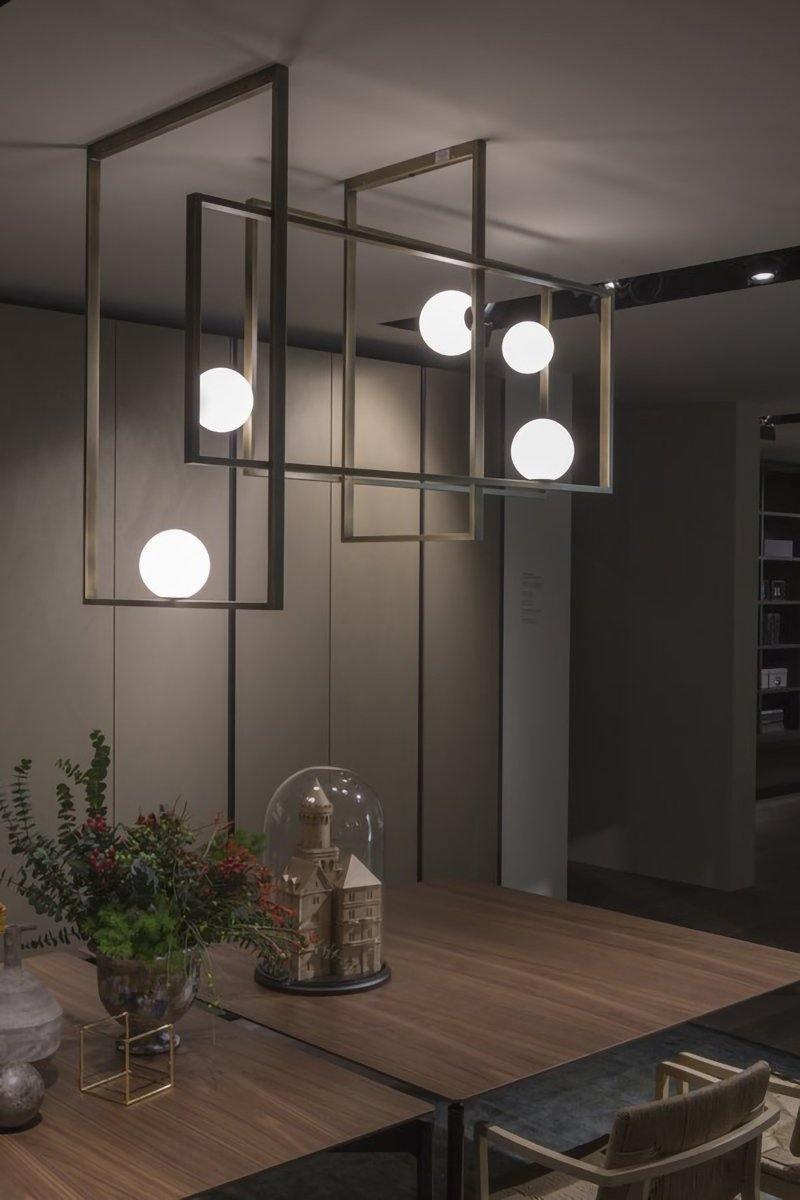 Lustra Chandelier Mondrian Glass Brass Geometric Modern-Neutral Decor