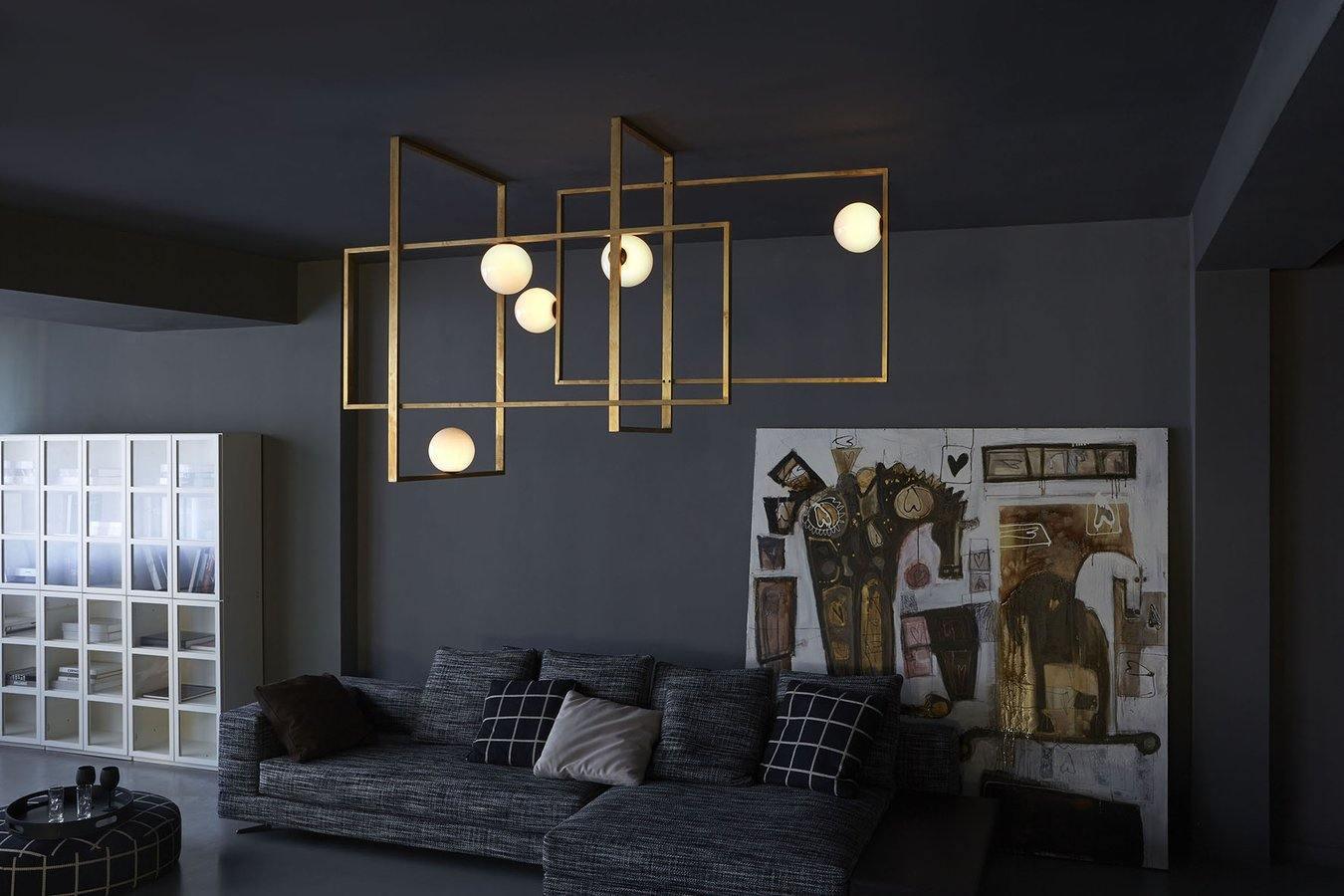 Lustra Chandelier Mondrian Glass Brass Geometric Modern-Neutral Decor