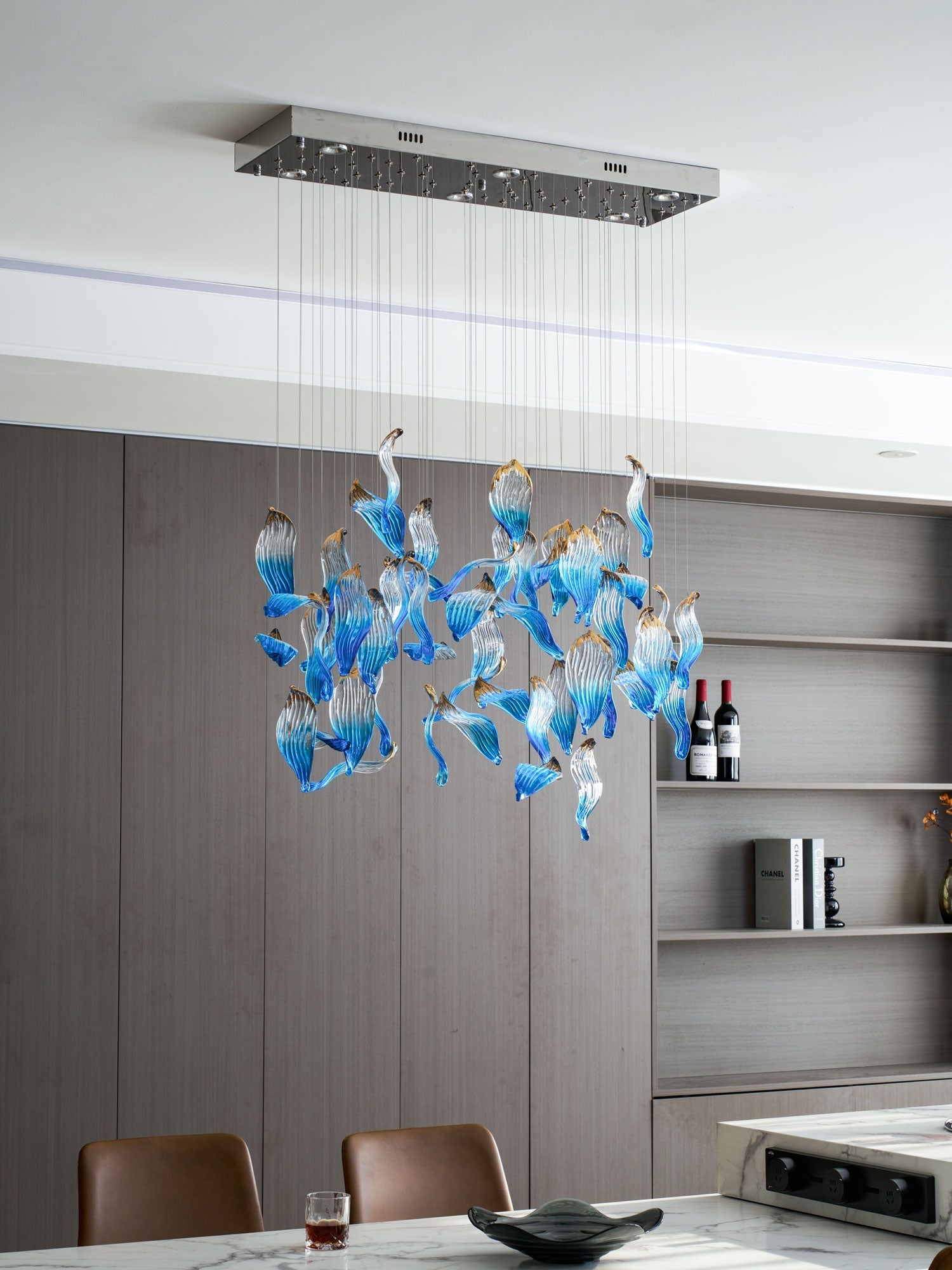 Ocean Drift Blown Glass Customize Chandelier-Neutral Decor