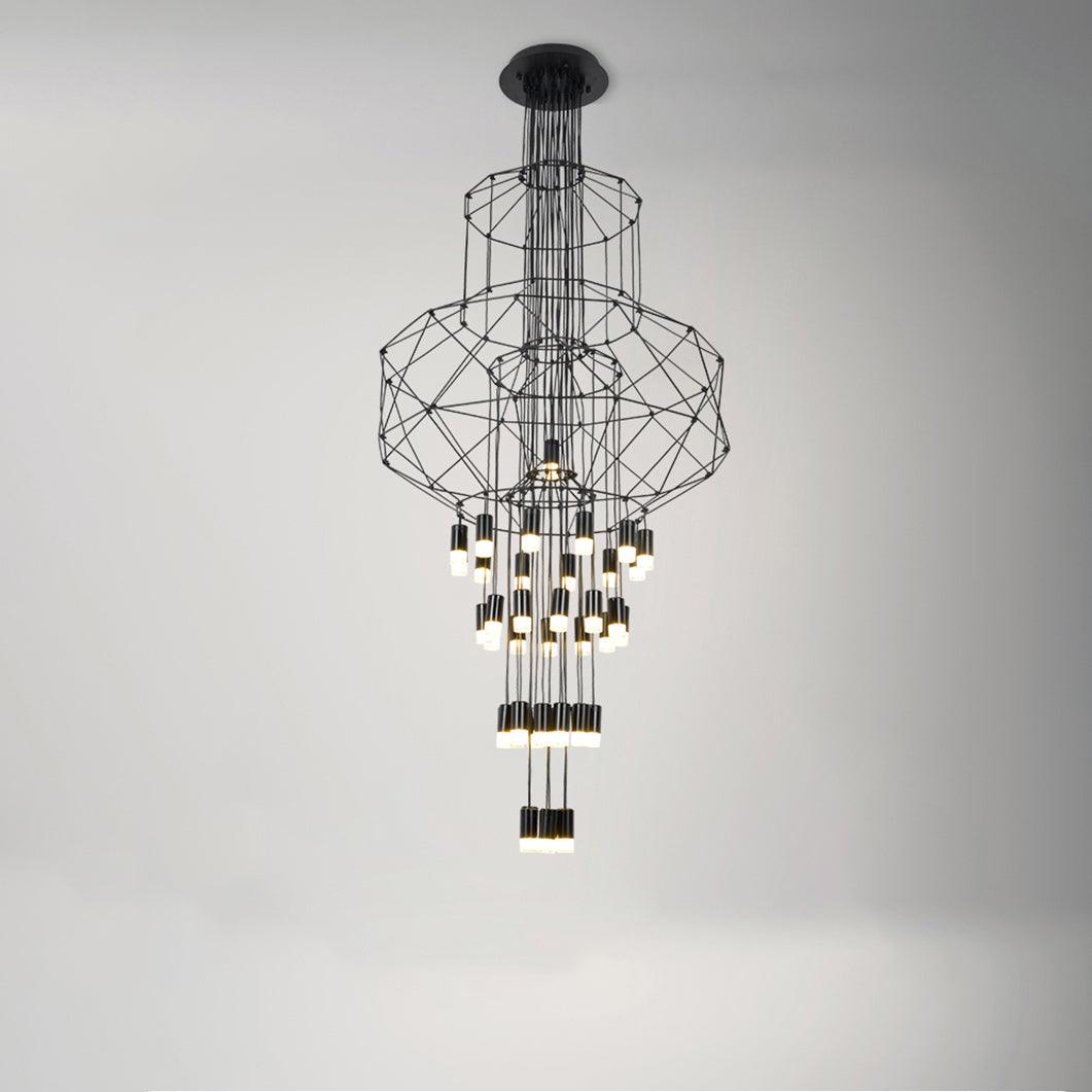 Tevenq Chandelier Lines Black Wireframe LED-Neutral Decor