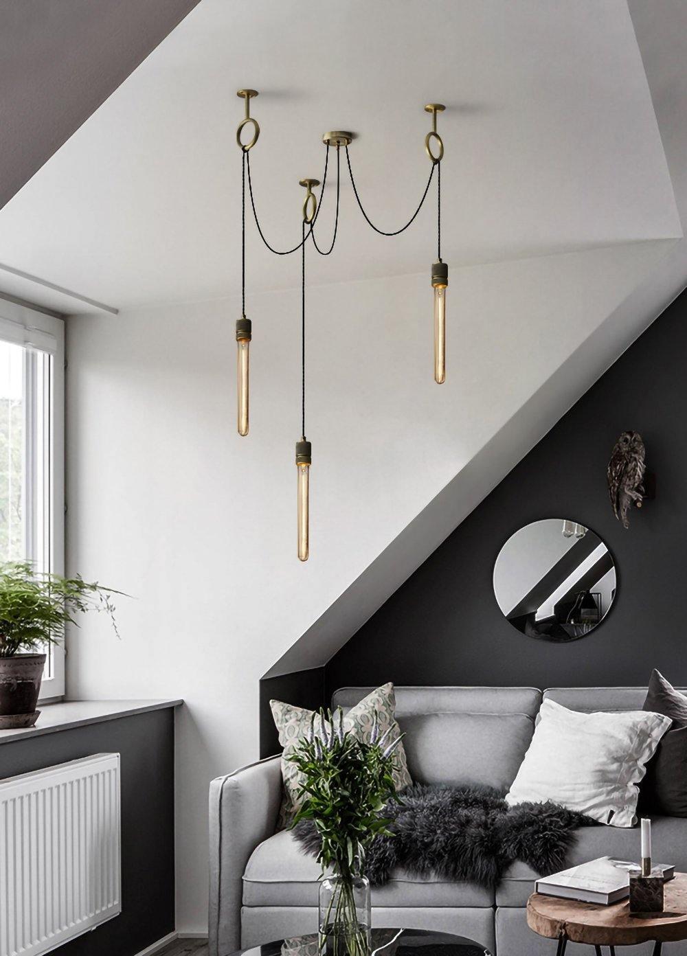 Kominex Chandelier Industrial Spider Bulb Hanging-Neutral Decor