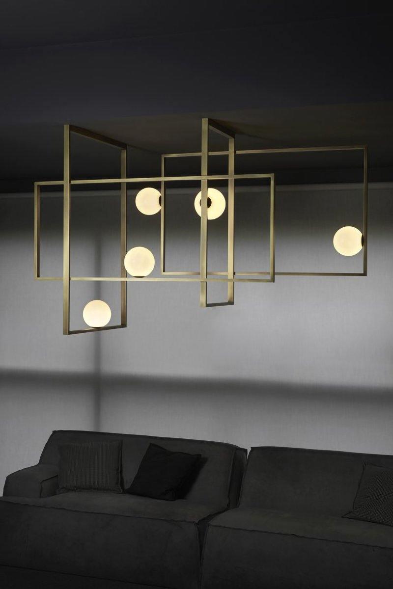 Lustra Chandelier Mondrian Glass Brass Geometric Modern-Neutral Decor