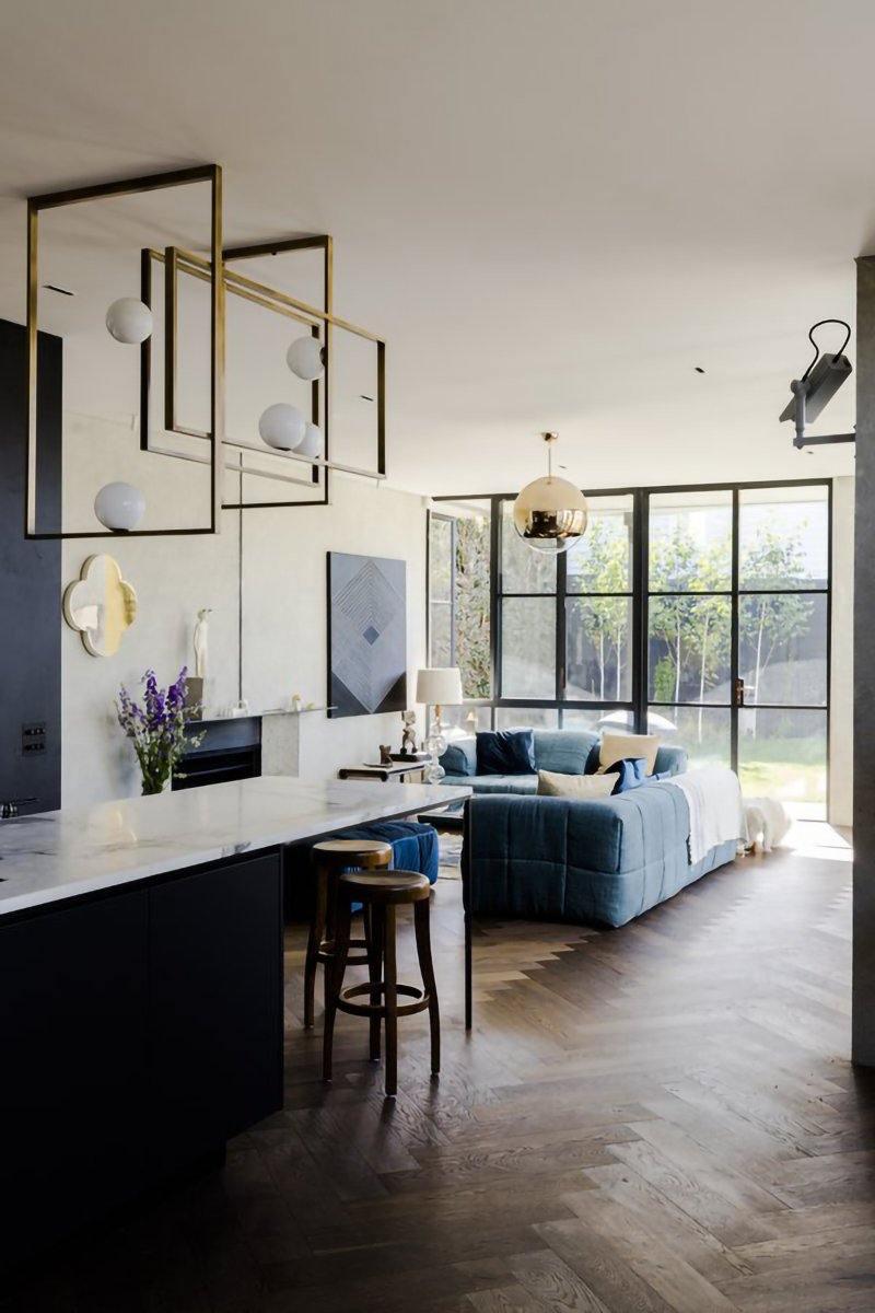 Lustra Chandelier Mondrian Glass Brass Geometric Modern-Neutral Decor