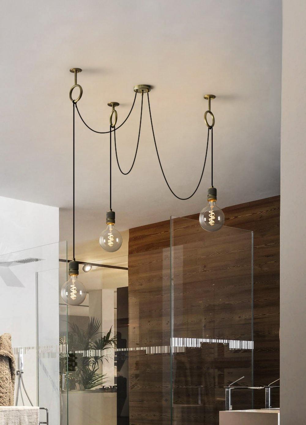 Kominex Chandelier Industrial Spider Bulb Hanging-Neutral Decor