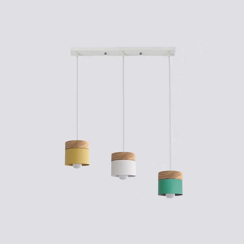 Valentina Modern Can Shape Metal/Wood Pendant Light - Neutral Decor