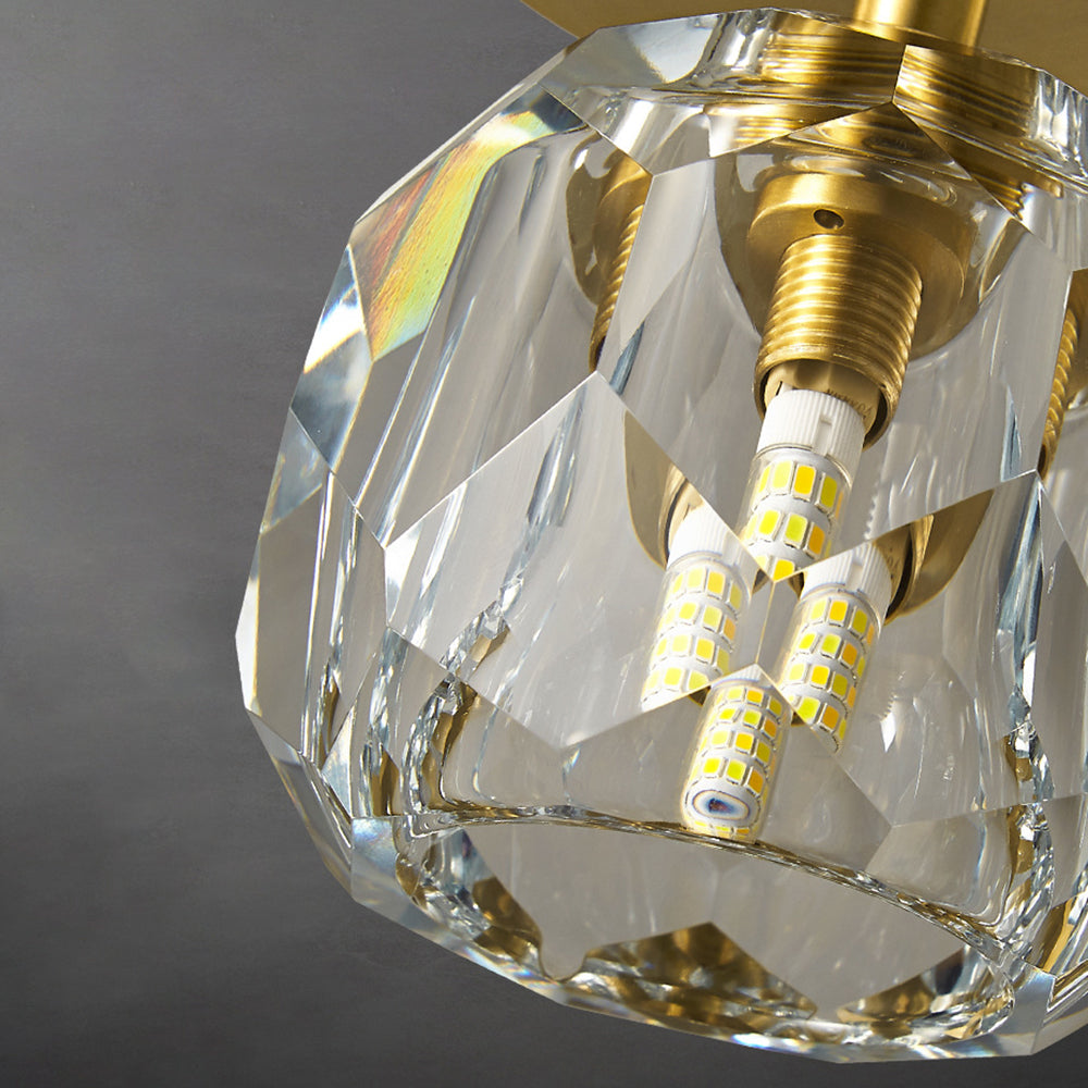 Kristy Luxury Diamond Metal/Acrylic Flush Mount Ceiling Light, Gold - Neutral Decor