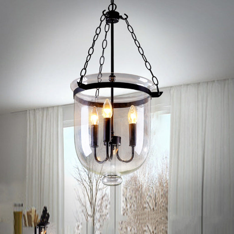Silva Pendant Light Glass Black Industrial LED Living Room - Neutral Decor