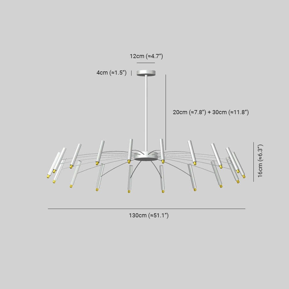 Arisha Modern Blown Linear Metal Multi-heads Chandelier - Neutral Decor