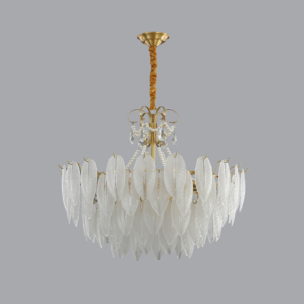 Kristy Elegant Pearl/Glass/Metal Chandelier, White - Neutral Decor