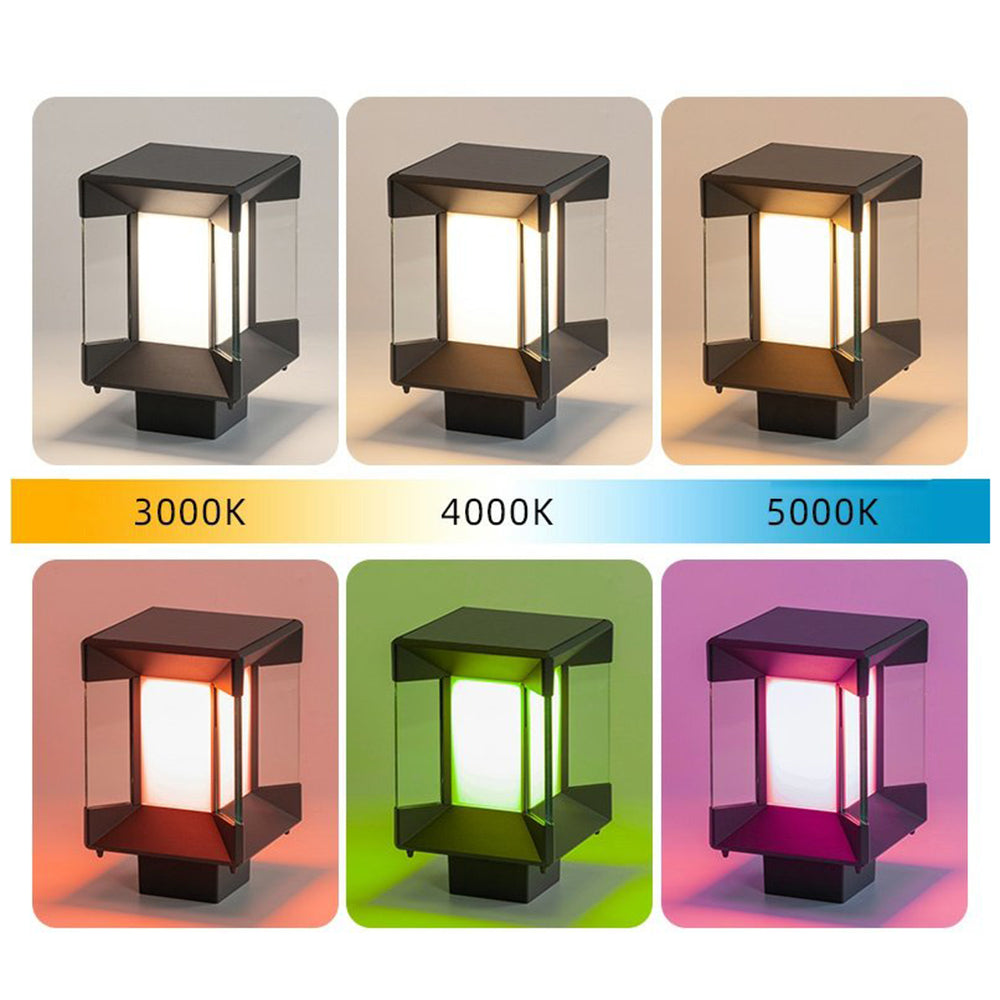 Ray Modern Rectangular Metal Glass Outdoor Lamp, Black/Black-Gold - Neutral Decor