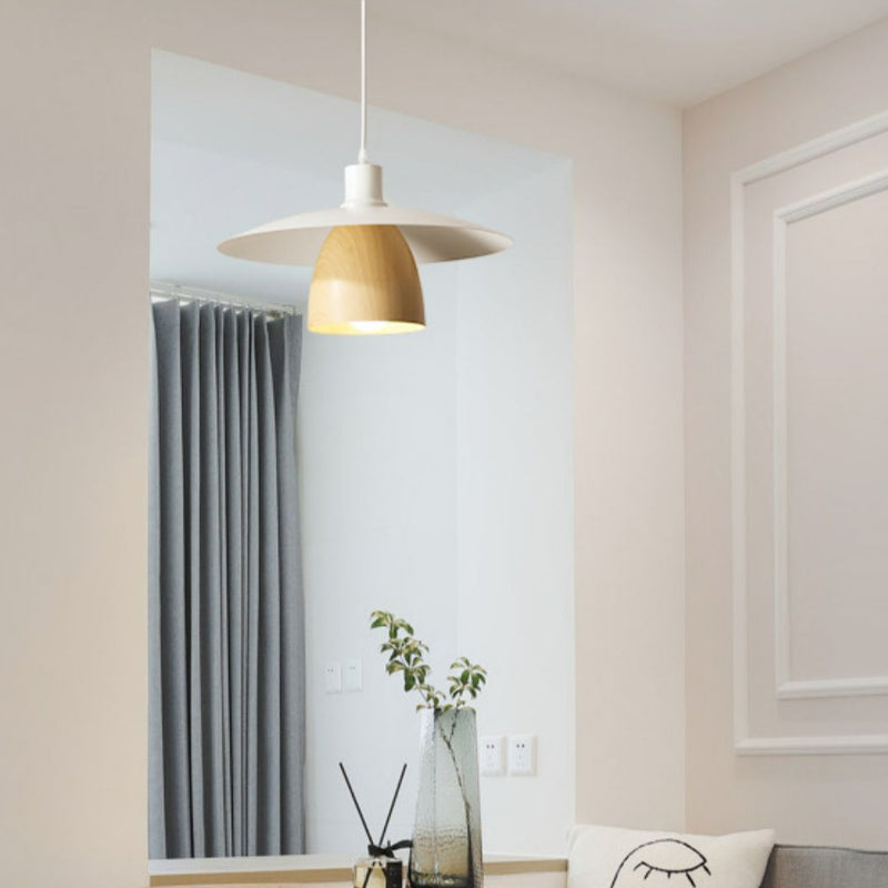 Valentina Modern LED Pendant Light White Wood Metal Bedroom - Neutral Decor