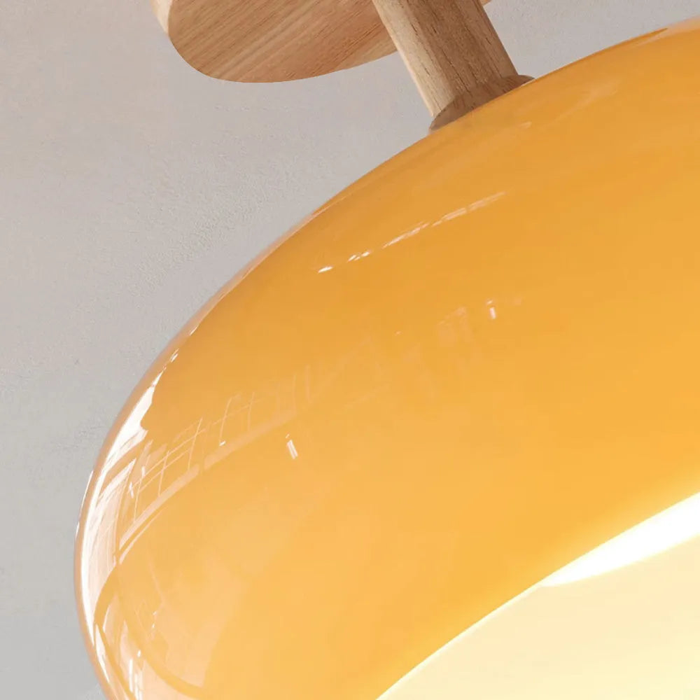 Valentina Flush Mount Ceiling Light Cup Minimalist Wood/Glass White/Orange - Neutral Decor