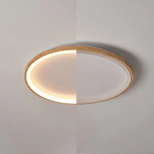 Muto Wood Inner Halo Flush Mount Ceiling Light - Neutral Decor