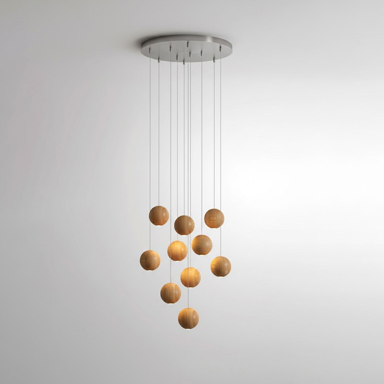 Wooden Orb Sphere Cluster Pendant Light-Neutral Decor