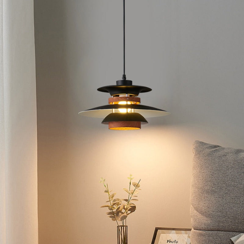 Valentina Modern Pendant Light Black/White/Wood Metal Dining Room - Neutral Decor