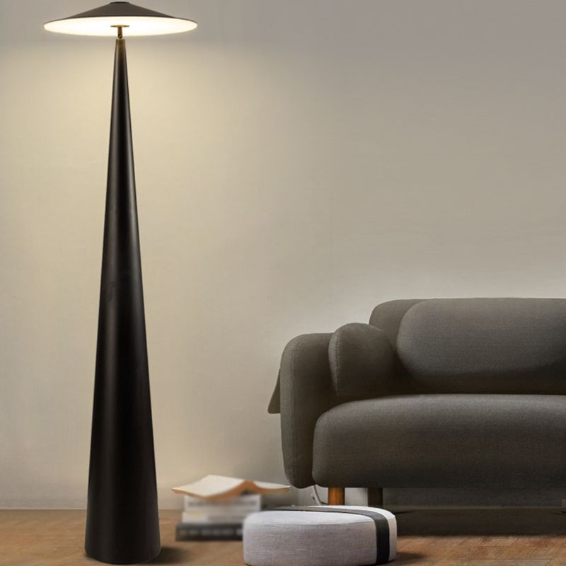 Salgado Modern Saucer Shaped Metal Floor Lamp,Black - Neutral Decor