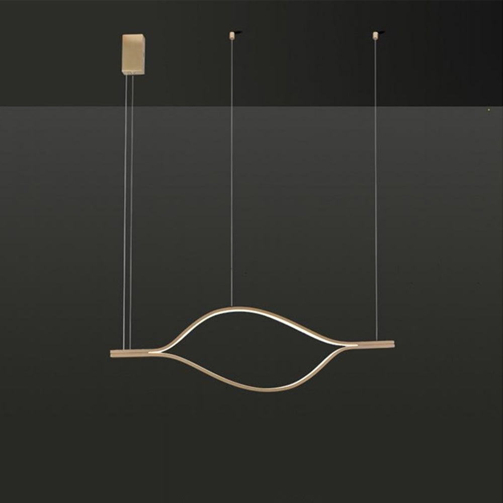 Arisha LED Linear Minimalist Wave Golden Leaf Shaped Pendant Light - Neutral Decor