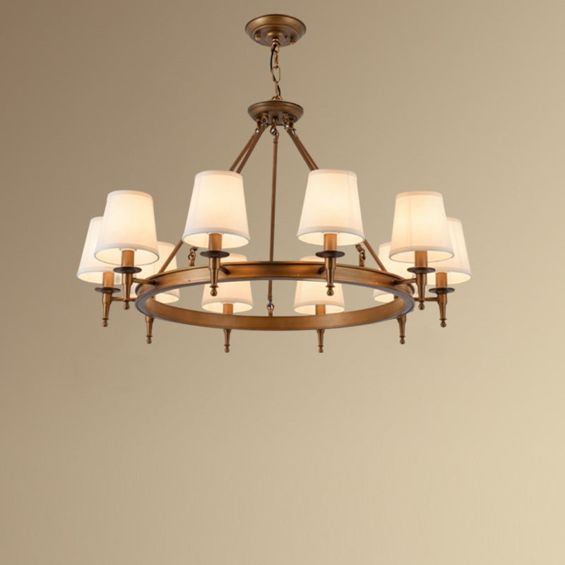 Silva vintage Ring Metal/Fabric Chandelier, Black/Copper - Neutral Decor