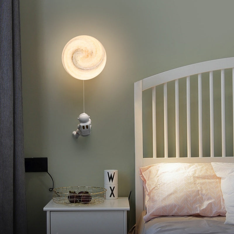 Aria Modern Moon LED Indoor Wall Lamp White Resin Kid's Room - Neutral Decor