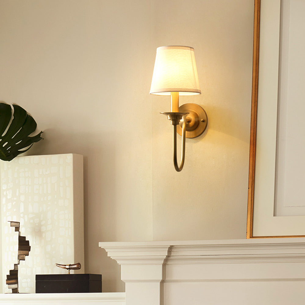 Tiffany Vintage Rustic Lantern Fabric LED Wall Lamp, Gold - Neutral Decor
