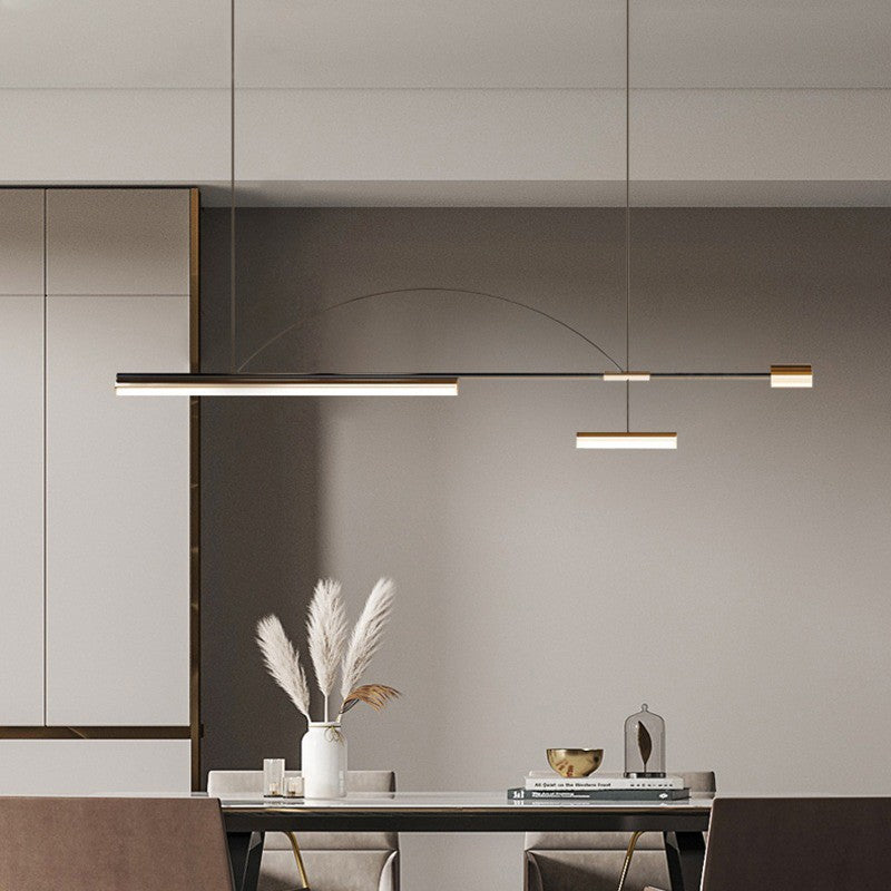 Aria Modern Long LED Pendant Light Black Metal Dining Room - Neutral Decor