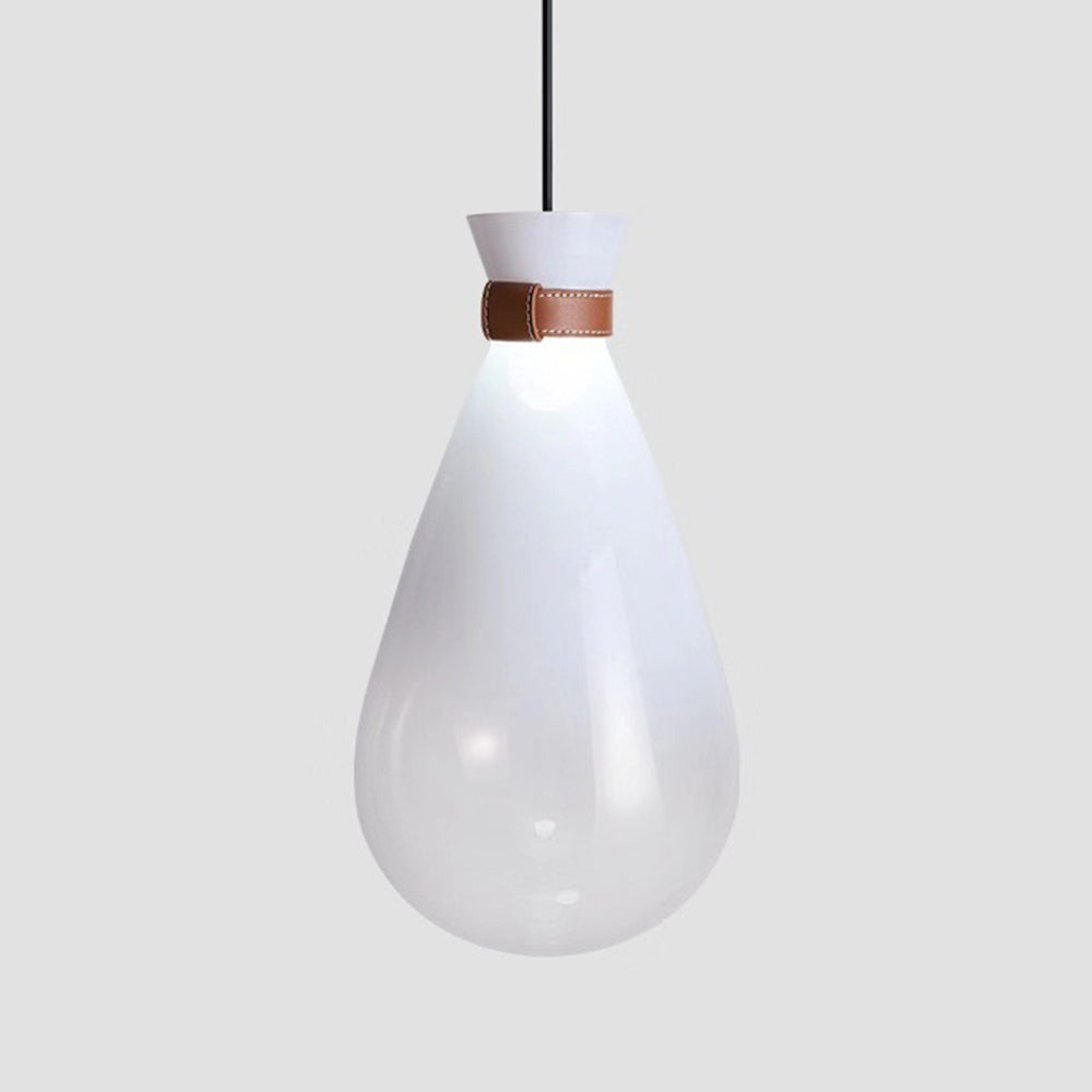 Valentina Minimalist Teardrop Shaped Glass Pendant Light, Smoke Gray/White - Neutral Decor