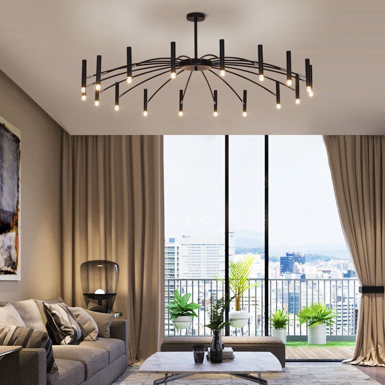 Arisha Modern Blown Linear Metal Multi-heads Chandelier - Neutral Decor