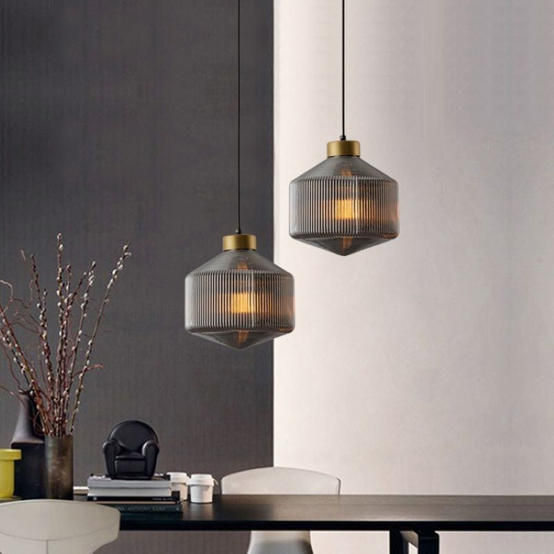 Valentina Modern LED Pendant Light Smoke Gray Glass Bedroom - Neutral Decor