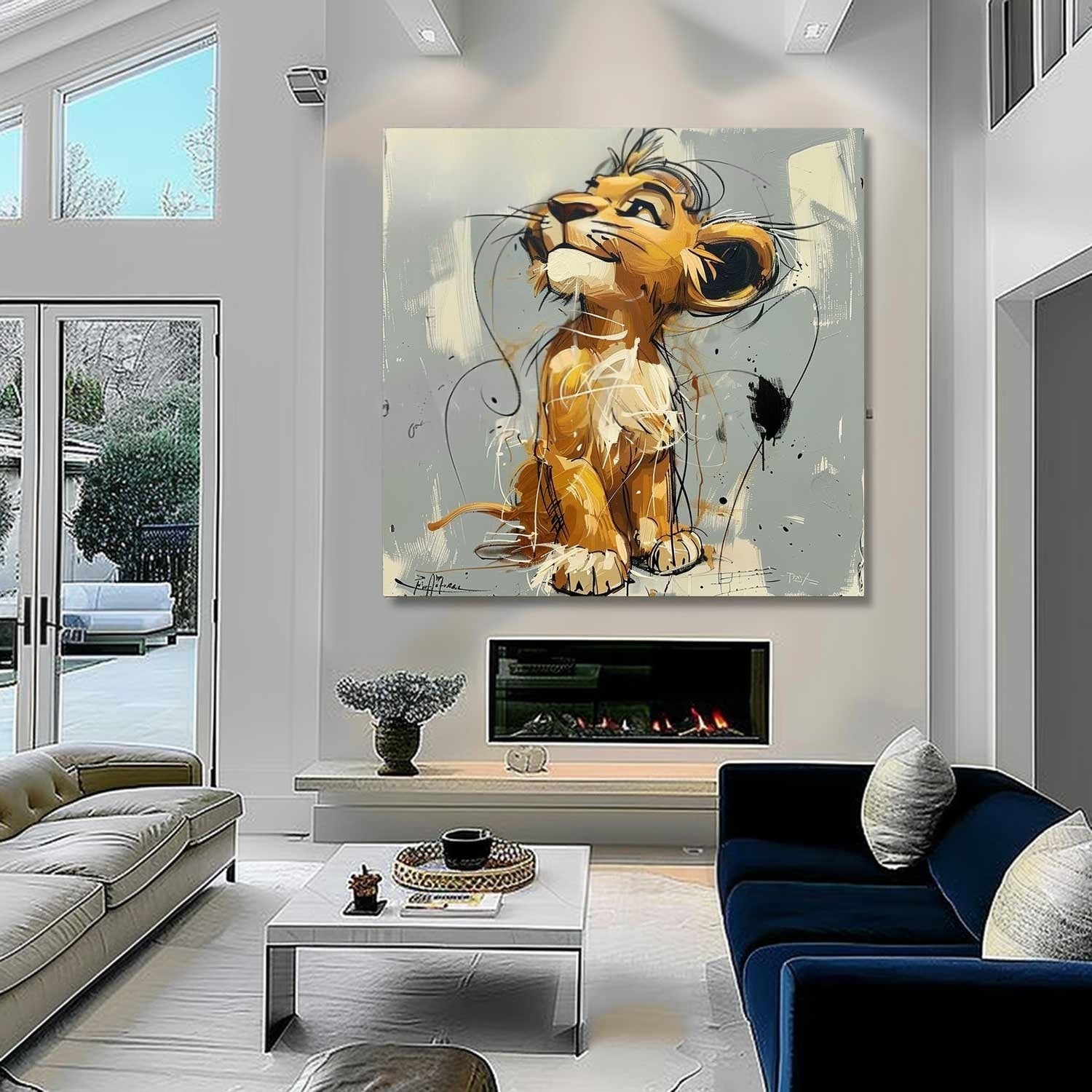 Wall Art Pop Cartoon Lion Graffiti Modern Joyful - Neutralighting
