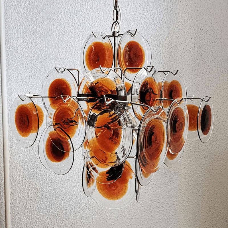 Eovela Chandelier Murano Glass Disc Mid Century-Neutral Decor