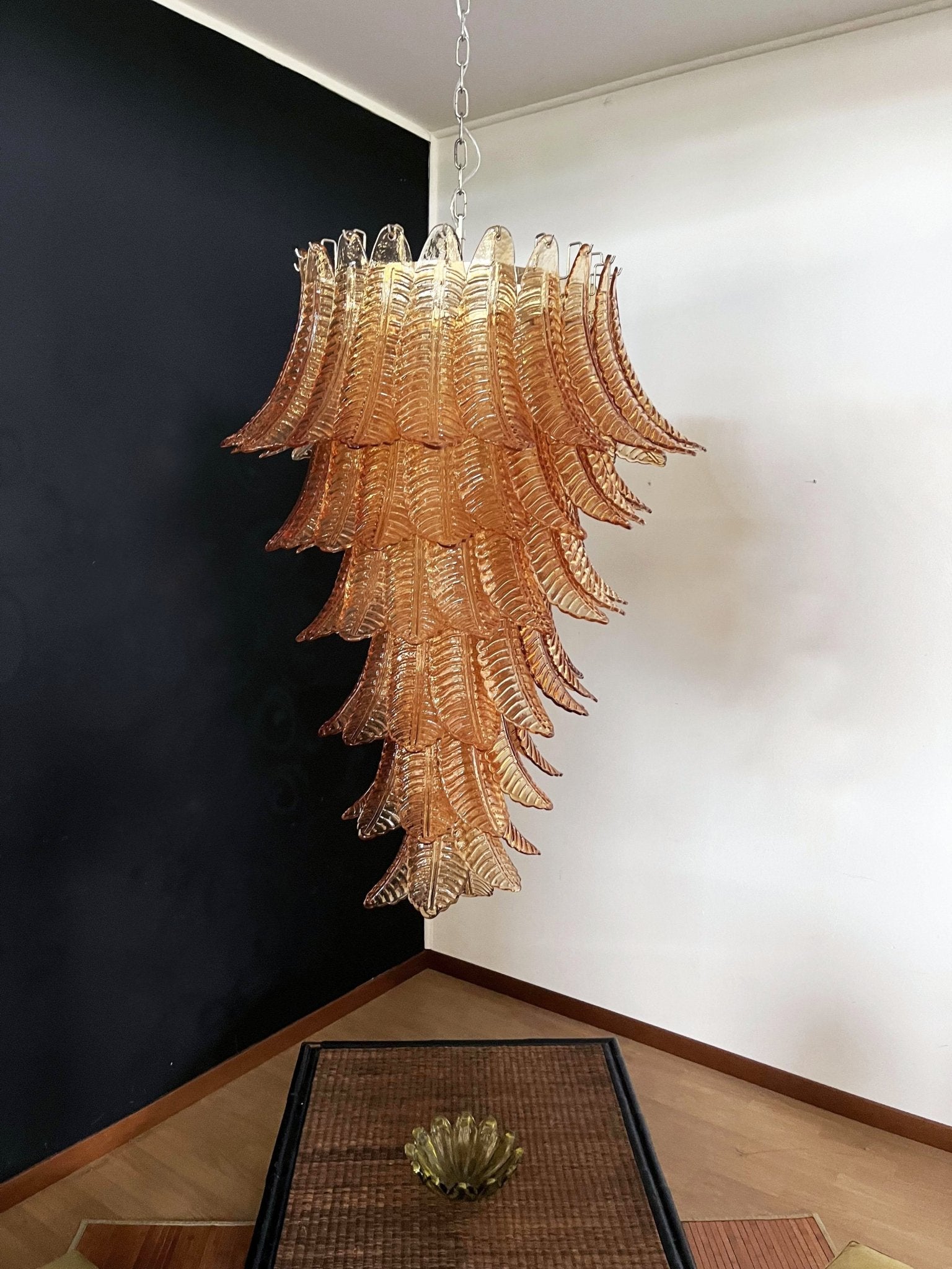 Aurora Chandelier Amber Glass Leaf Layered Statement Artistic-Neutral Decor