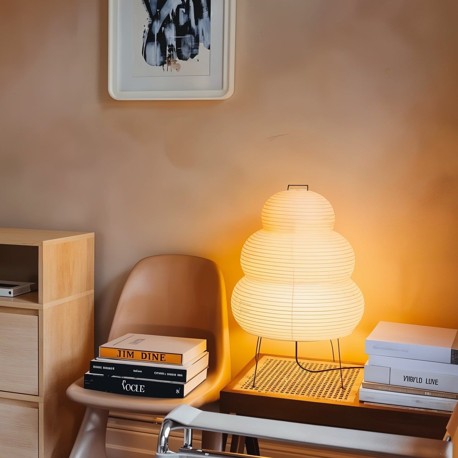 Tranquilux Paper Japanese-Inspired Table Lamp-Neutral Decor