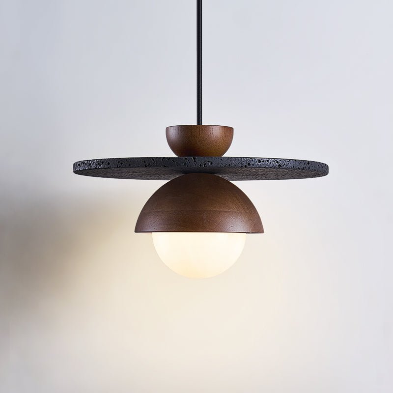 Ezra Orbit Black Travertine Pendant Lamp-Neutral Decor