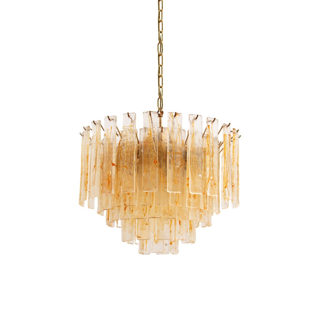 Aurora Chandelier Golden Amber Glass Layered Geometric Luxury-Neutral Decor