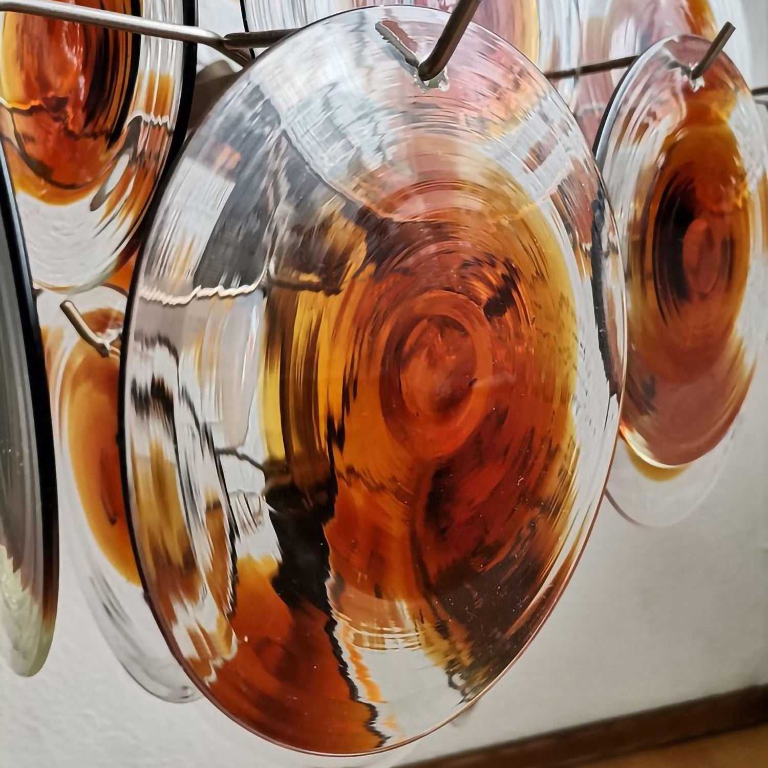 Eovela Chandelier Murano Glass Disc Mid Century-Neutral Decor