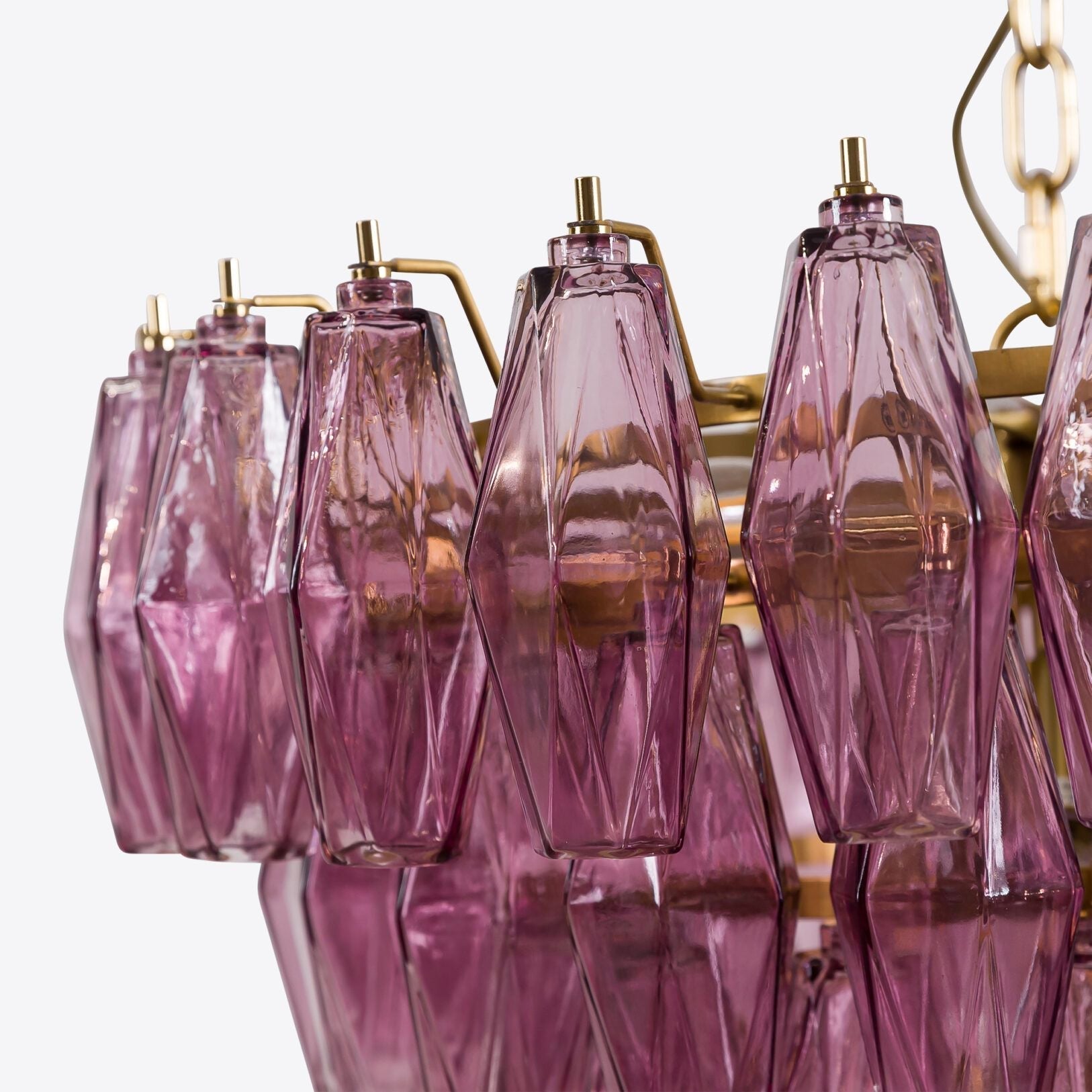 Aurora Chandelier Pink Faceted Glass Layered Vintage-Neutral Decor